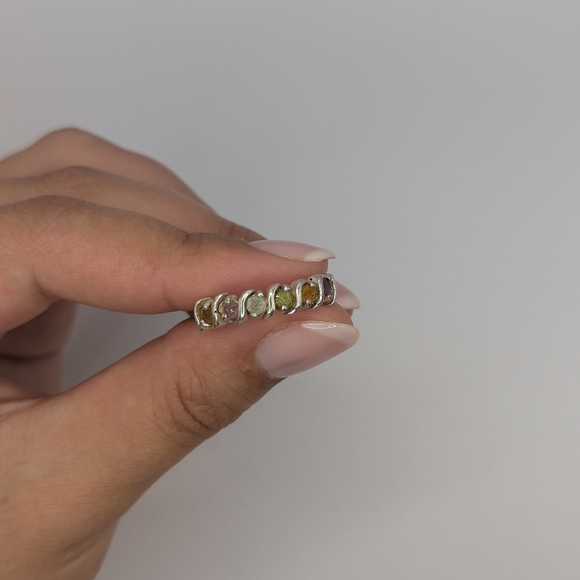 Silver multi stone ring - Picture 3 of 6